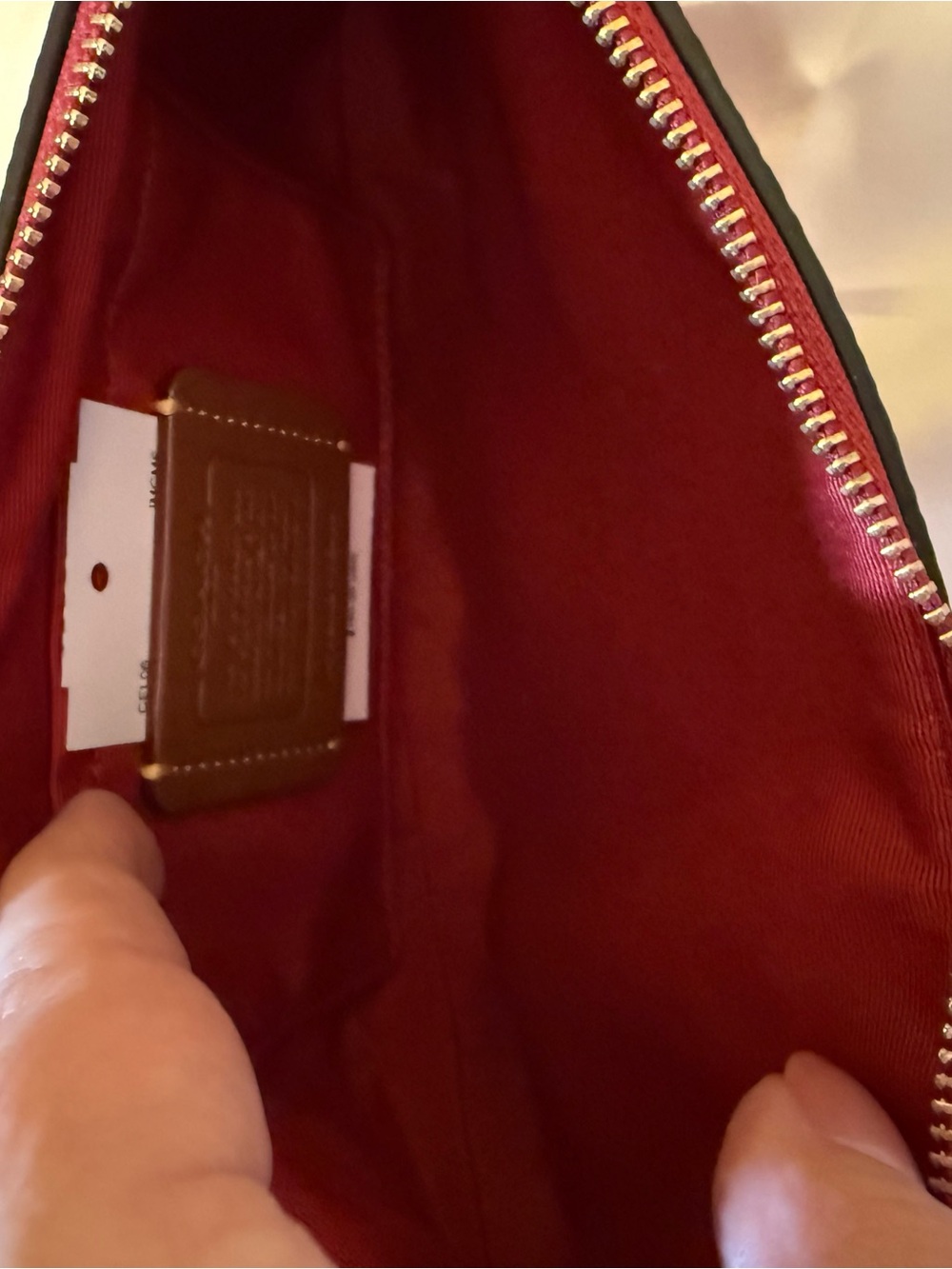 ♥️Coach NWT Crimson Red Signature Canvas Mini Payton Bag / Matching Card Case - Picture 5 of 9